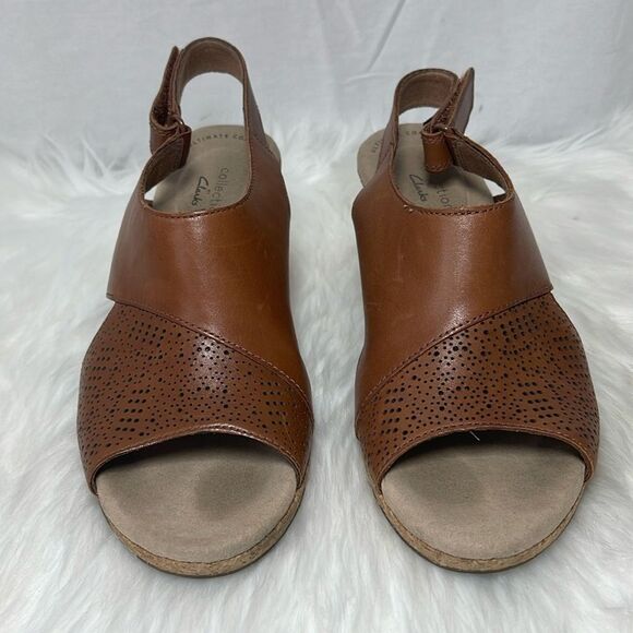 Clarks Collection Lafley Tan Wedge Cork Sandals Sz 8 - Picture 3 of 7